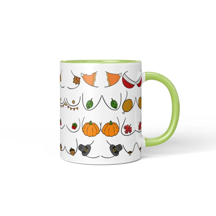 Thanksgiving Boobs Mug - Rude Friendsgiving Gift - Green mug mockup