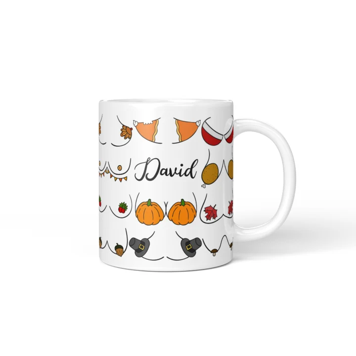 Thanksgiving Boobs Mug - Rude Friendsgiving Gift - Personalized 11 oz White mug mockup