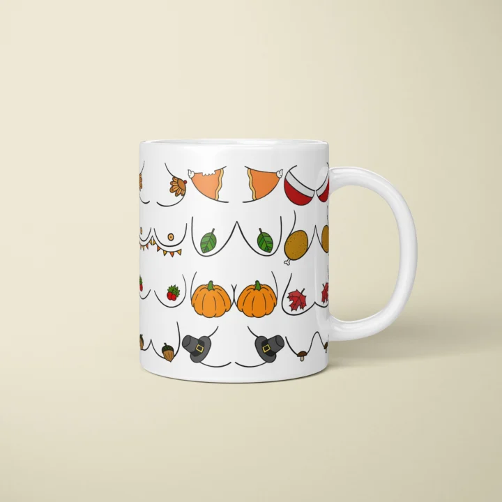 Thanksgiving Boobs Mug – Rude Friendsgiving Gift - primary mug mockup