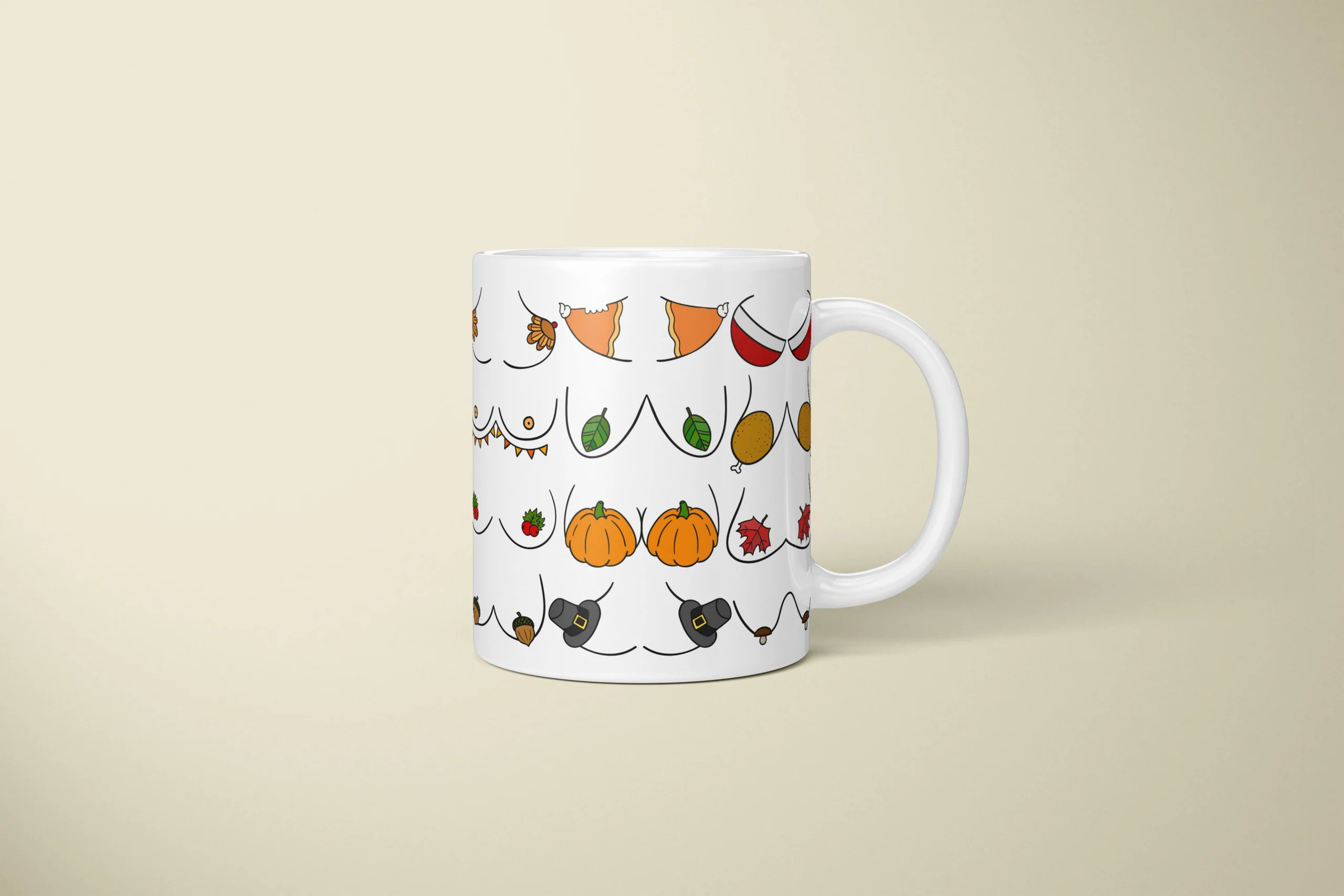 Thanksgiving Boobs Mug – Rude Friendsgiving Gift - primary mug mockup