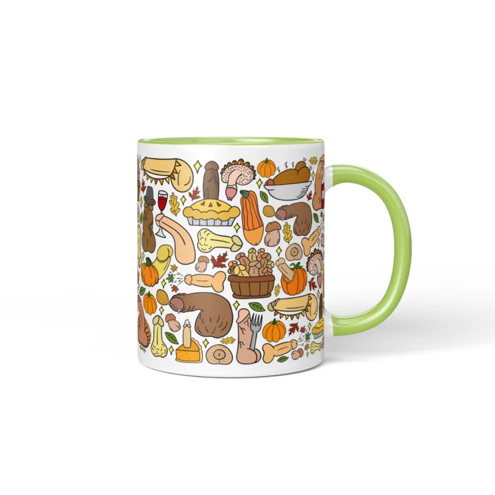 Thanksgiving Penis Mug - Rude Friendsgiving Gift - Green mug mockup
