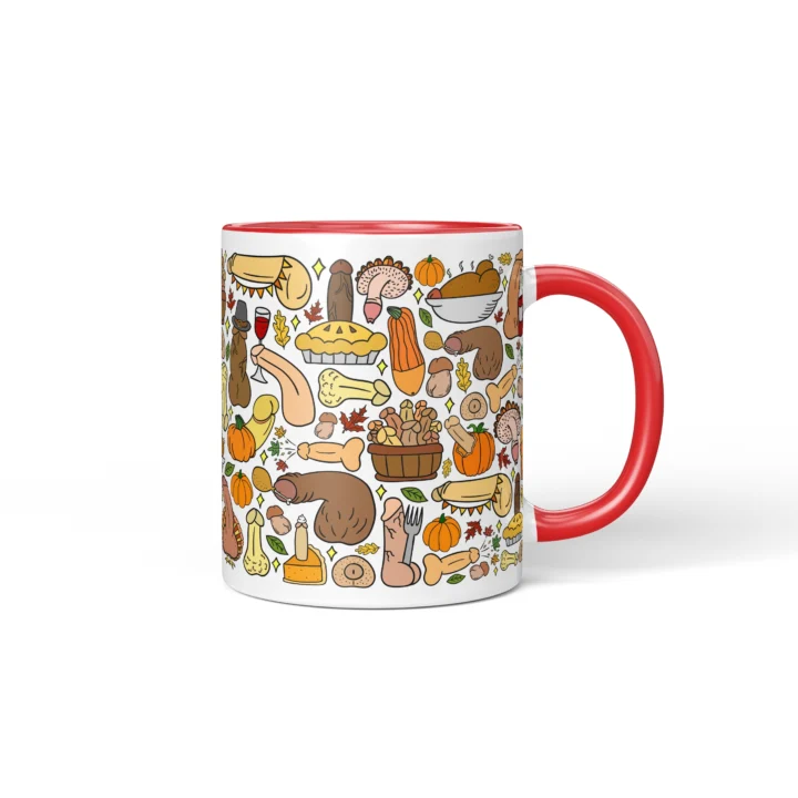 Thanksgiving Penis Mug - Rude Friendsgiving Gift - Red mug mockup