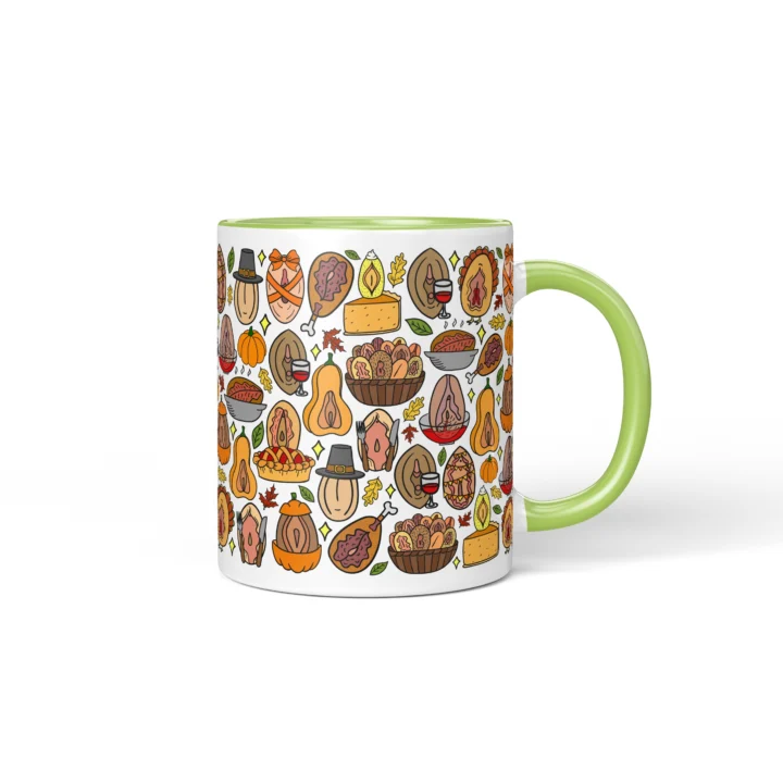 Thanksgiving Vagina Mug - Rude Friendsgiving Gift - Green mug mockup
