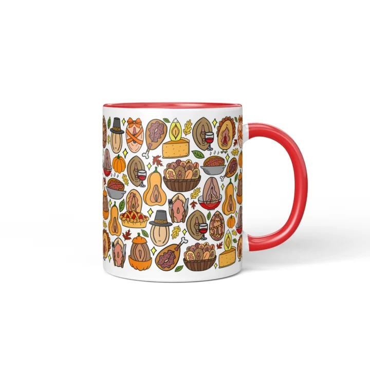 Thanksgiving Vagina Mug - Rude Friendsgiving Gift - Red mug mockup