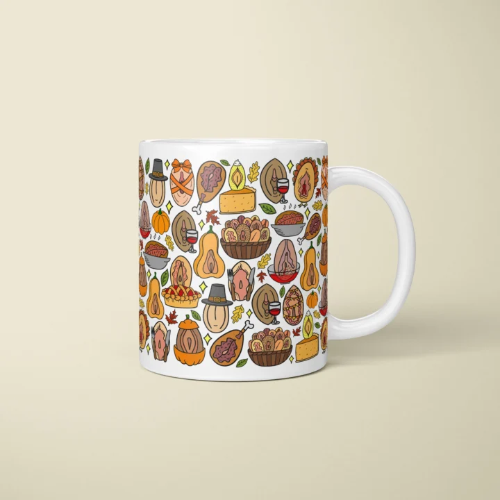 Thanksgiving Vulva Art Mug – Rude Friendsgiving Gift - primary mug mockup