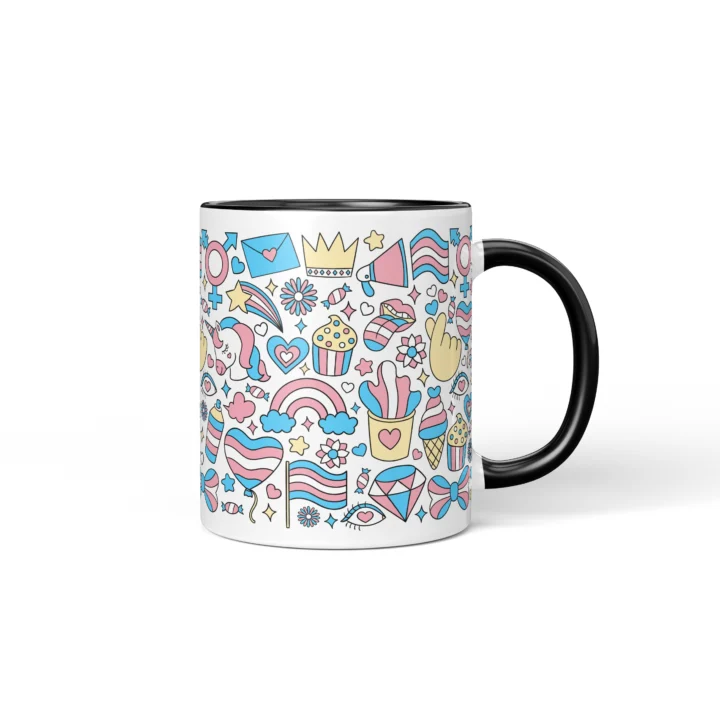 Trans Pride Mug - Inclusive Celebration Gift - Black mug mockup