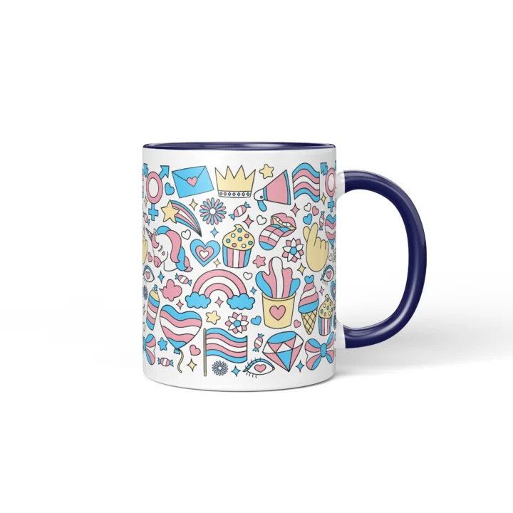 Trans Pride Mug - Inclusive Celebration Gift - Dark Blue mug mockup