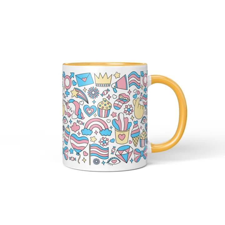 Trans Pride Mug - Inclusive Celebration Gift - Golden Yellow mug mockup