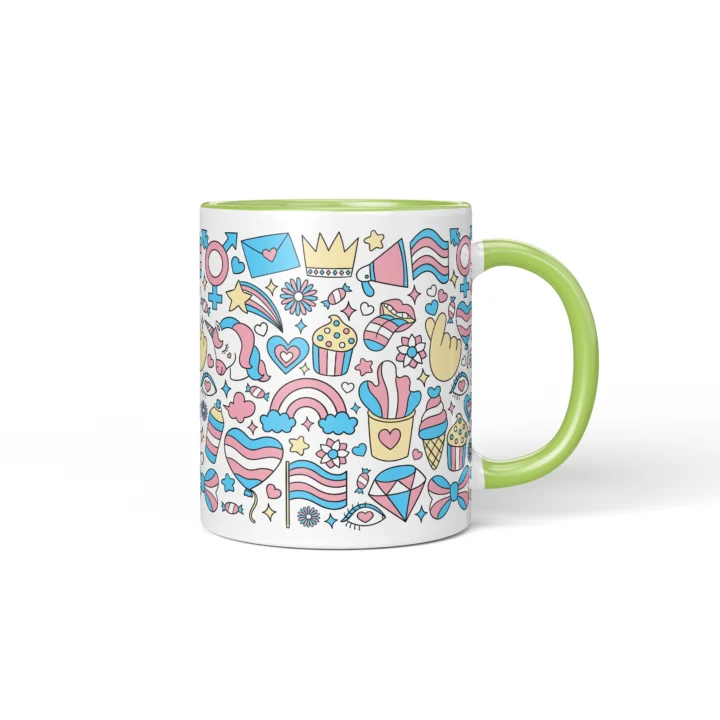 Trans Pride Mug - Inclusive Celebration Gift - Green mug mockup