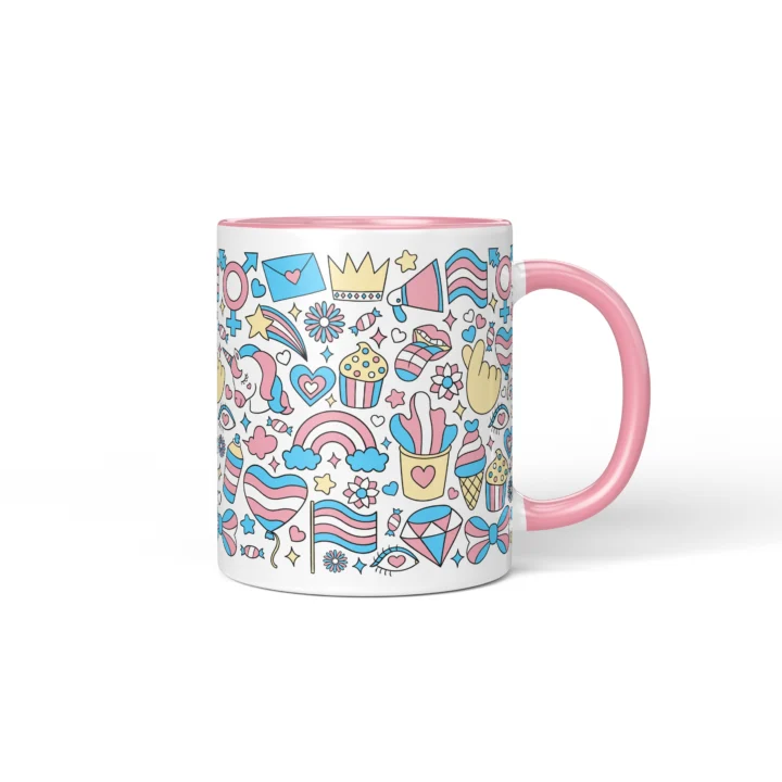 Trans Pride Mug - Inclusive Celebration Gift - Pink mug mockup
