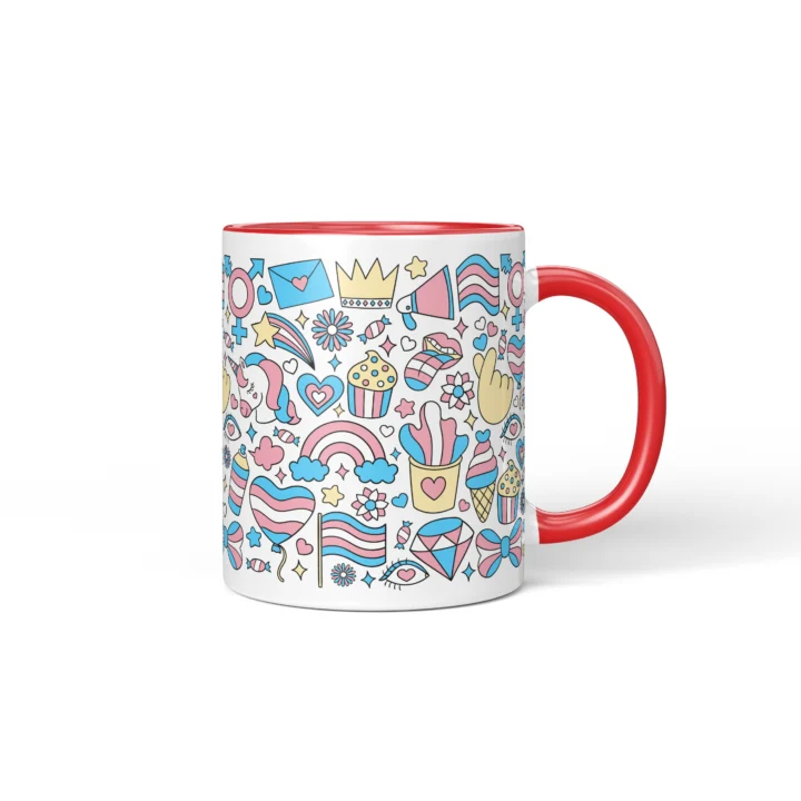 Trans Pride Mug - Inclusive Celebration Gift - Red mug mockup