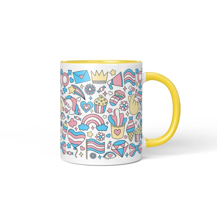 Trans Pride Mug - Inclusive Celebration Gift - Yellow mug mockup