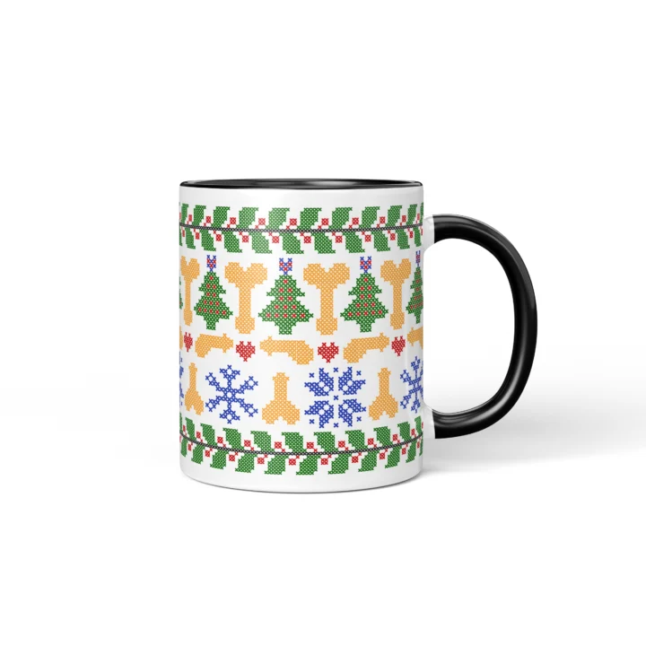 Ugly Sweater Penis Mug - Naughty Secret Santa Gift - Black mug mockup
