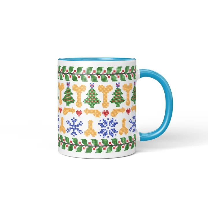 Ugly Sweater Penis Mug - Naughty Secret Santa Gift - Blue mug mockup