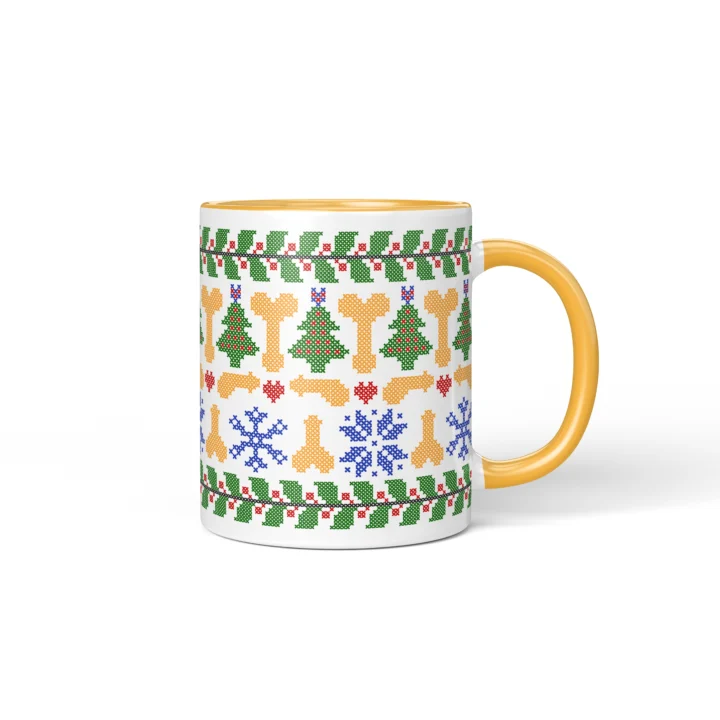 Ugly Sweater Penis Mug - Naughty Secret Santa Gift - Golden Yellow mug mockup