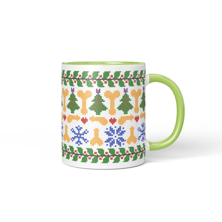 Ugly Sweater Penis Mug - Naughty Secret Santa Gift - Green mug mockup
