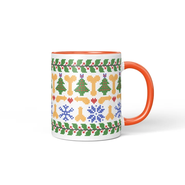 Ugly Sweater Penis Mug - Naughty Secret Santa Gift - Orange mug mockup