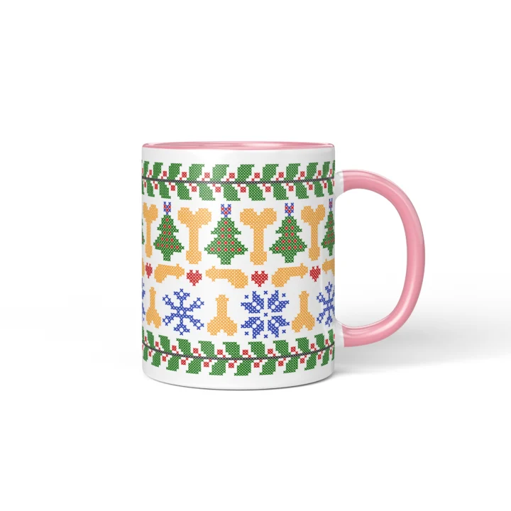 Ugly Sweater Penis Mug - Naughty Secret Santa Gift - Pink mug mockup