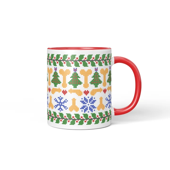 Ugly Sweater Penis Mug - Naughty Secret Santa Gift - Red mug mockup