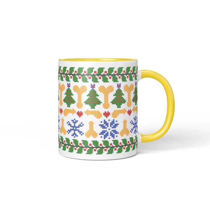 Ugly Sweater Penis Mug - Naughty Secret Santa Gift - Yellow mug mockup
