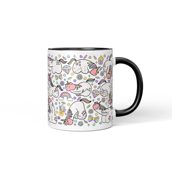 Unicorn Penis Mug - Magical Adult Humor Gift - Black mug mockup
