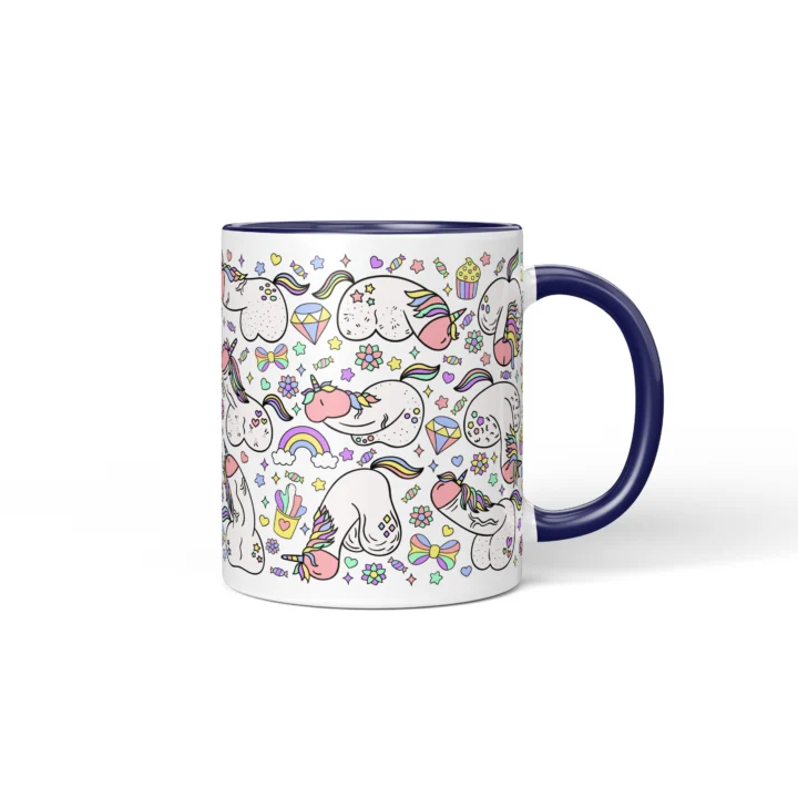 Unicorn Penis Mug - Magical Adult Humor Gift - Dark Blue mug mockup