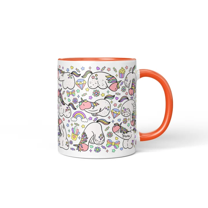 Unicorn Penis Mug - Magical Adult Humor Gift - Orange mug mockup