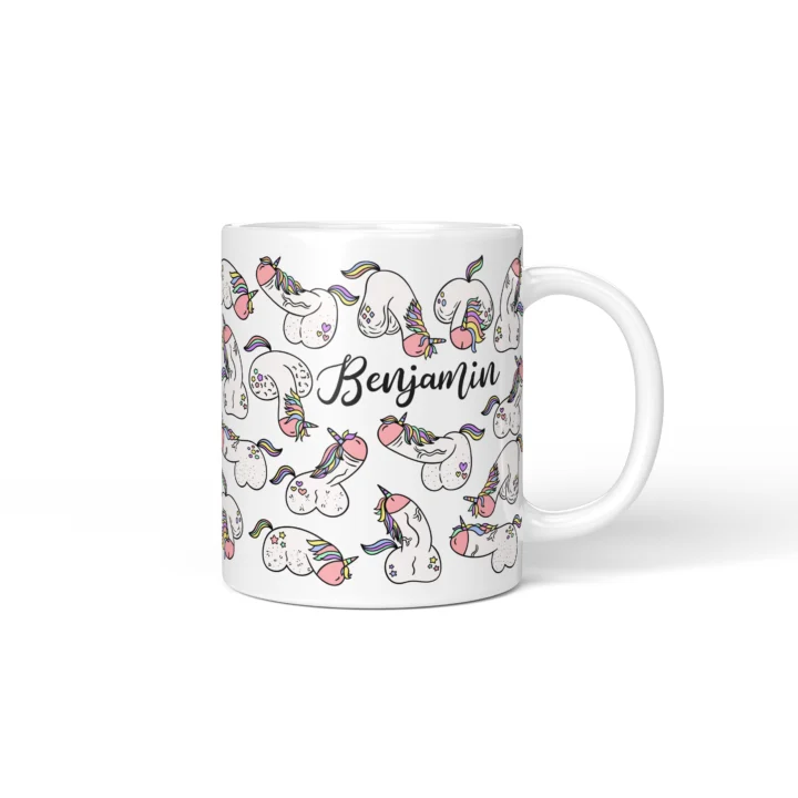 Unicorn Penis Mug - Magical Adult Humor Gift - Personalized 11 oz White mug mockup