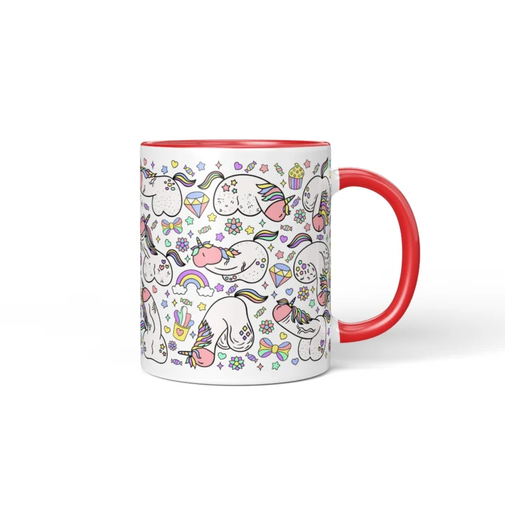 Unicorn Penis Mug - Magical Adult Humor Gift - Red mug mockup