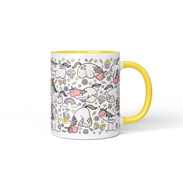 Unicorn Penis Mug - Magical Adult Humor Gift - Yellow mug mockup