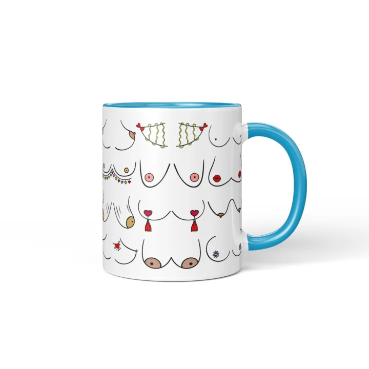 Valentine's Boobs Mug - Cheeky Partner Gift - Blue mug mockup