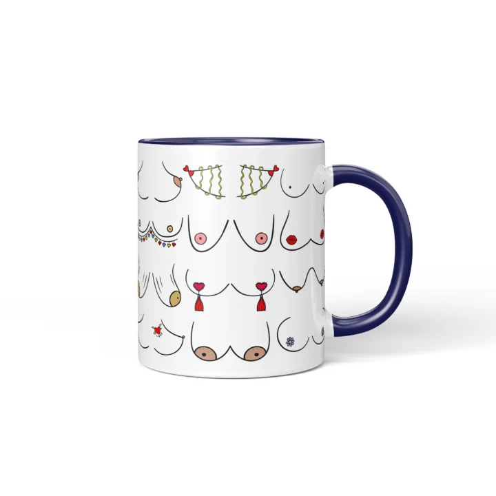 Valentine's Boobs Mug - Cheeky Partner Gift - Dark Blue mug mockup