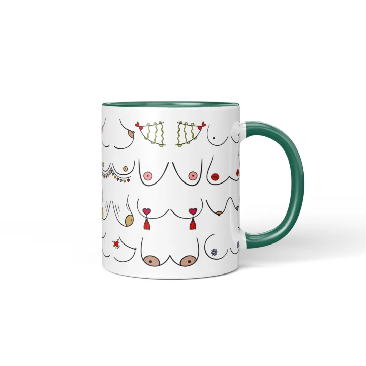 Valentine's Boobs Mug - Cheeky Partner Gift - Dark Green mug mockup
