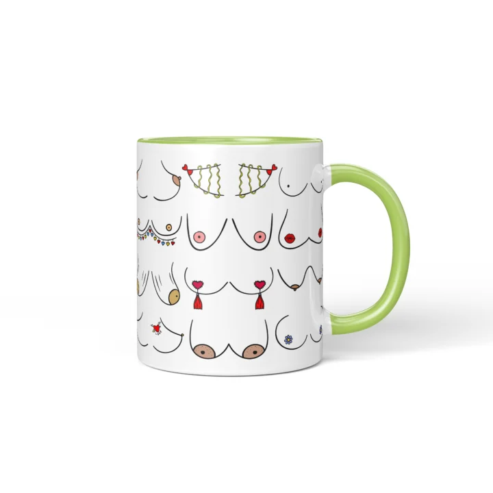 Valentine's Boobs Mug - Cheeky Partner Gift - Green mug mockup