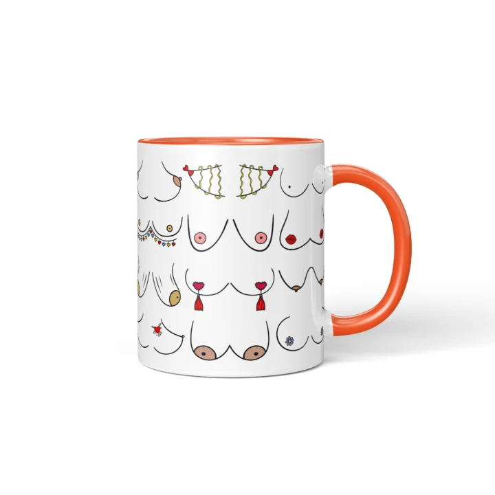 Valentine's Boobs Mug - Cheeky Partner Gift - Orange mug mockup