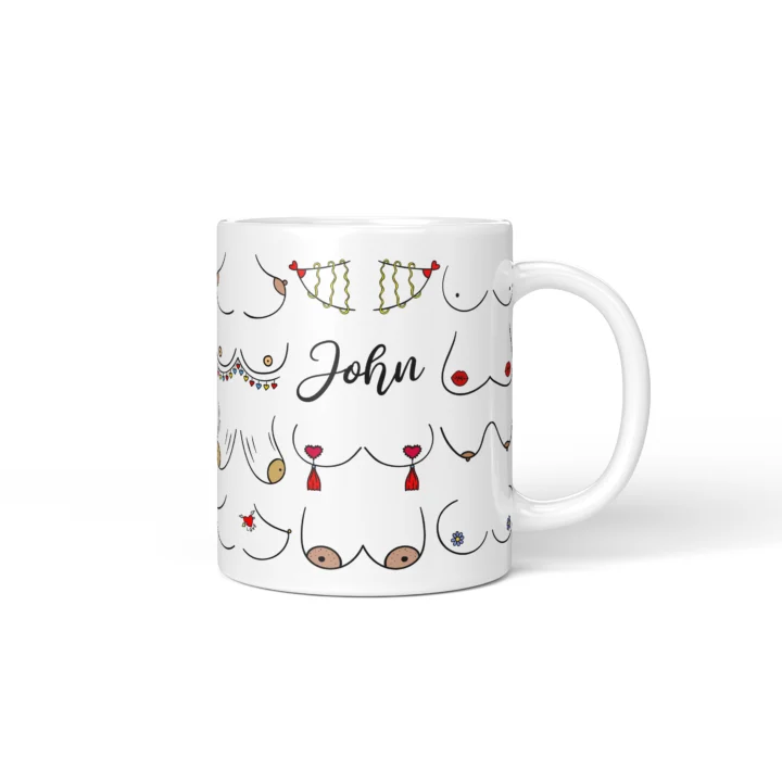 Valentine's Boobs Mug - Cheeky Partner Gift - Personalized 11 oz White mug mockup