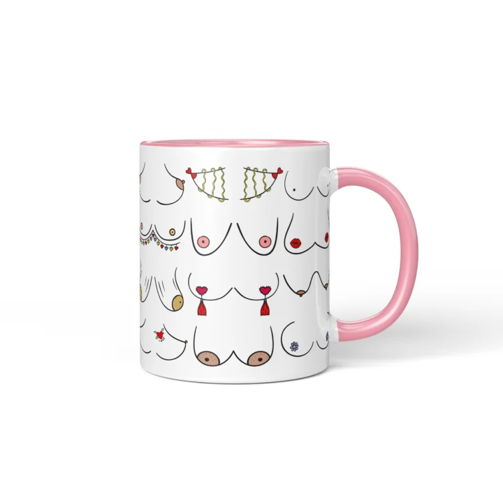 Valentine's Boobs Mug - Cheeky Partner Gift - Pink mug mockup