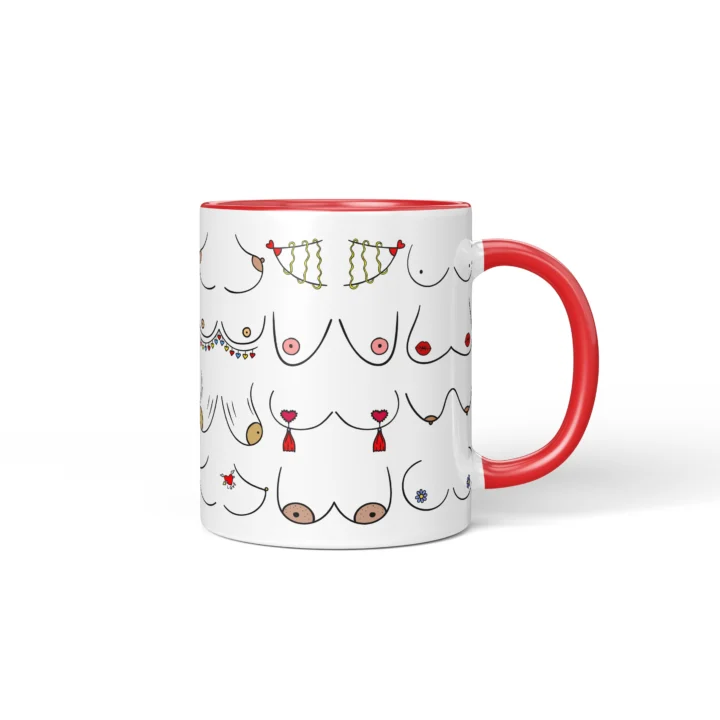 Valentine's Boobs Mug - Cheeky Partner Gift - Red mug mockup