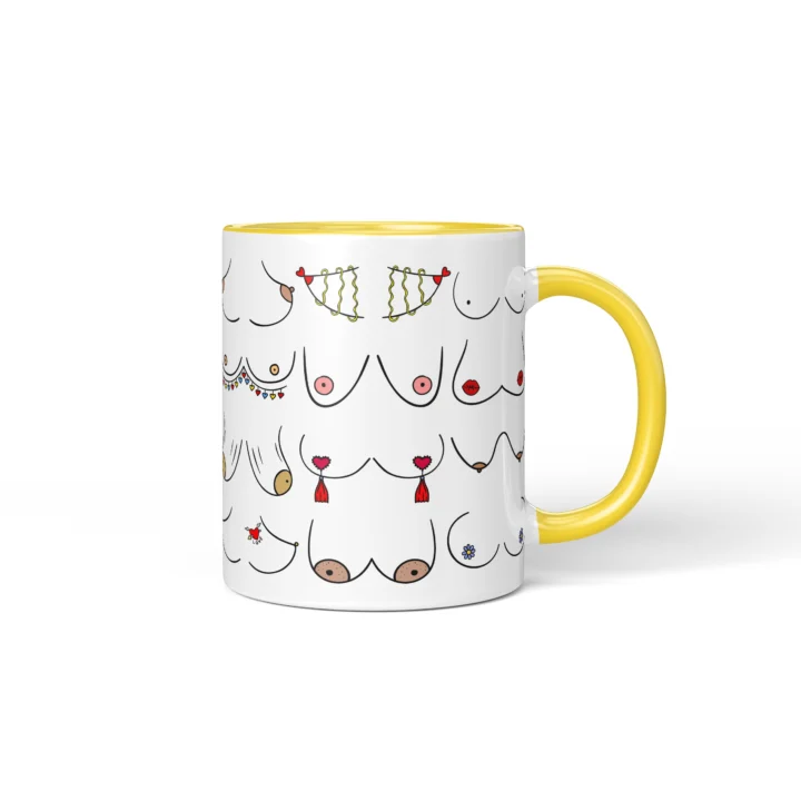 Valentine's Boobs Mug - Cheeky Partner Gift - Yellow mug mockup