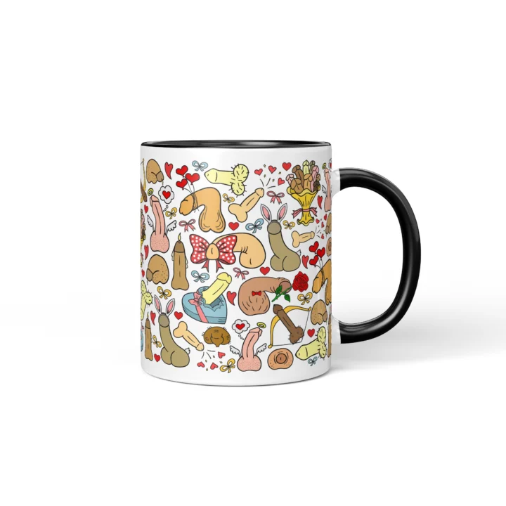 Valentine's Penis Mug - Funny Couple Gift - Black mug mockup
