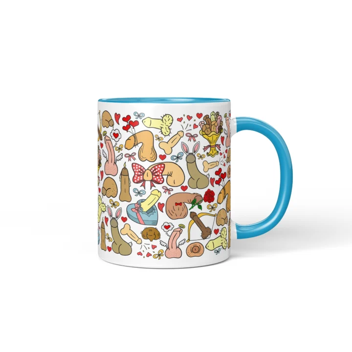 Valentine's Penis Mug - Funny Couple Gift - Blue mug mockup