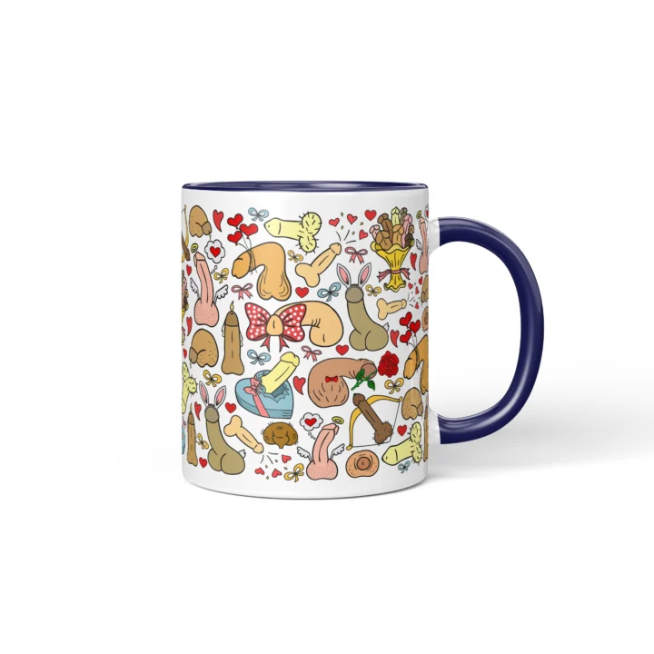 Valentine's Penis Mug - Funny Couple Gift - Dark Blue mug mockup