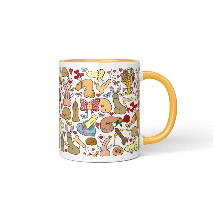 Valentine's Penis Mug - Funny Couple Gift - Golden Yellow mug mockup