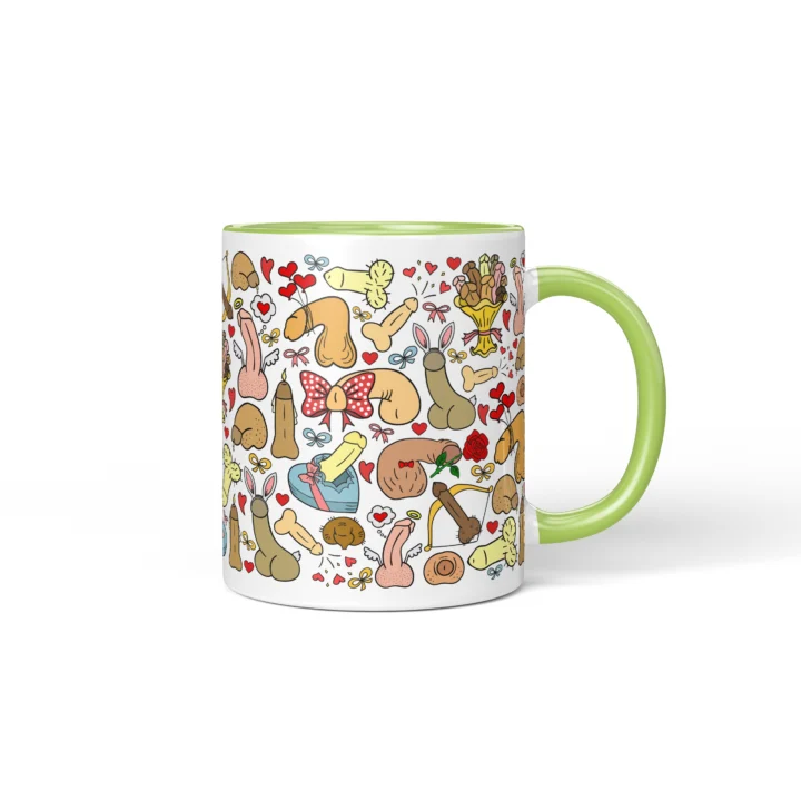 Valentine's Penis Mug - Funny Couple Gift - Green mug mockup
