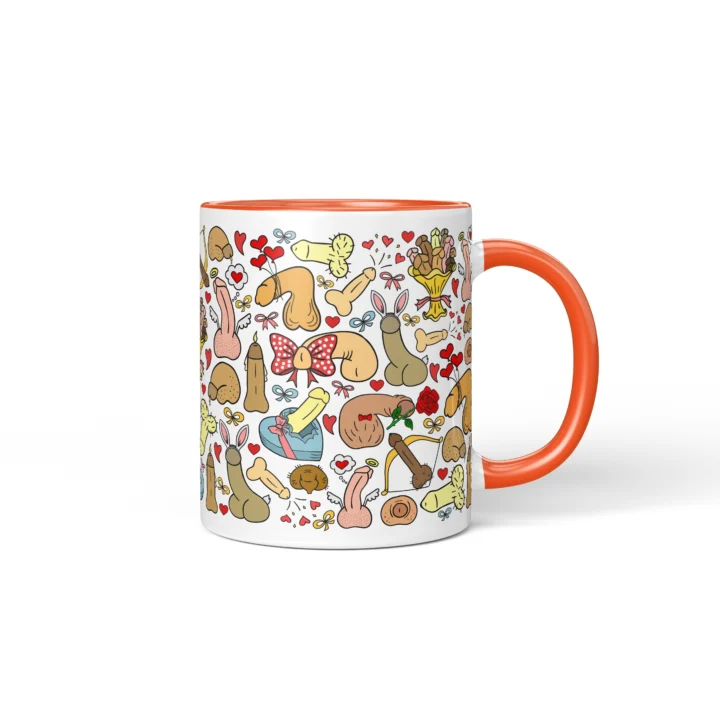 Valentine's Penis Mug - Funny Couple Gift - Orange mug mockup