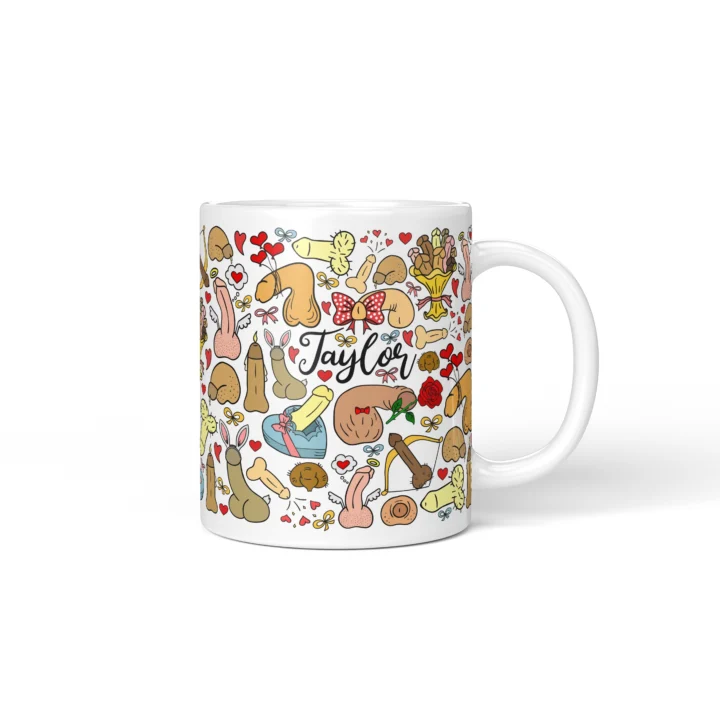 Valentine's Penis Mug - Funny Couple Gift - Personalized 11 oz White mug mockup