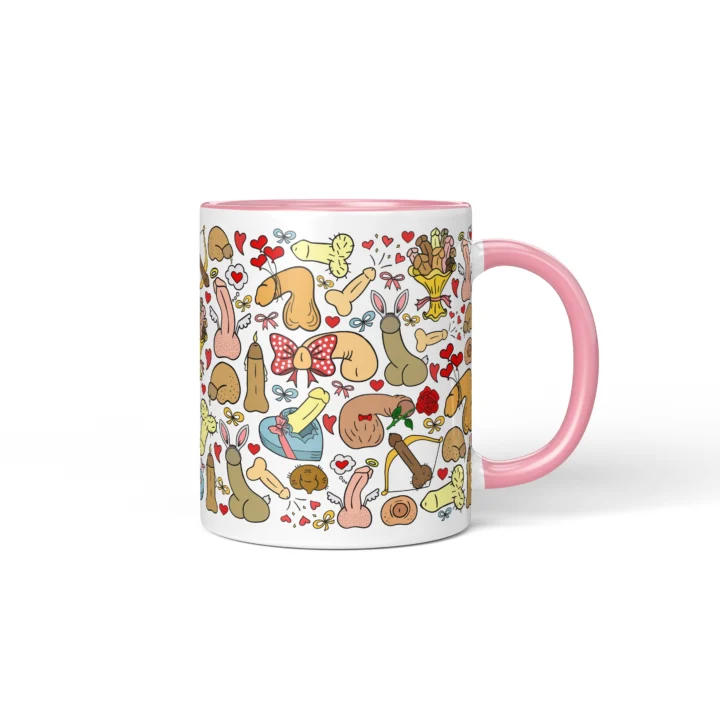 Valentine's Penis Mug - Funny Couple Gift - Pink mug mockup
