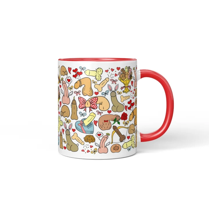 Valentine's Penis Mug - Funny Couple Gift - Red mug mockup