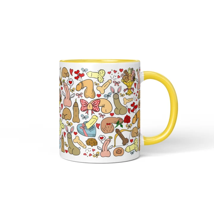 Valentine's Penis Mug - Funny Couple Gift - Yellow mug mockup