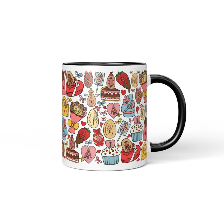 Valentine's Vagina Mug - Cheeky Couple Gift - Black mug mockup